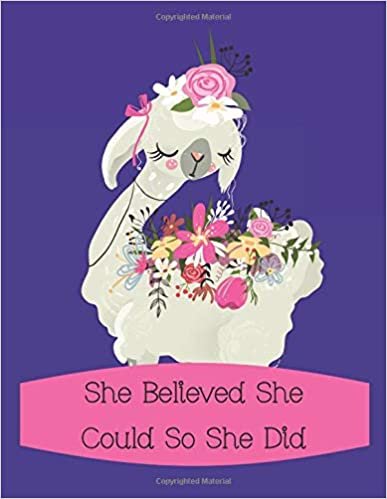 indir She Believed She Could So She Did: Floral Llama Inspirational Journal Large Composition Notebook Wide Ruled Lined Paper (8.5&quot; x 11&quot;)