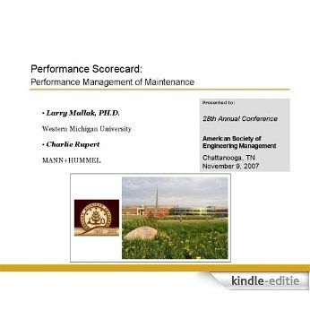 Performance Scorecard: Performance Management of Maintenance (English Edition) [Kindle-editie]