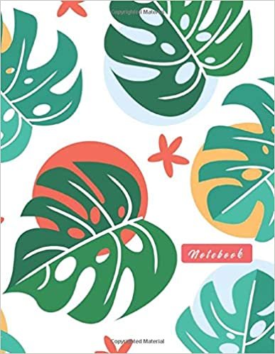 indir Notebook: Colorful Monstera Pattern Design ... for School, College, Work, Business Notes, Personal Journaling, Planning, Hand Lettering... Perfect ... ruled pages, Letter Size / 8,5 x 11 inches)
