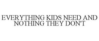 EVERYTHING KIDS NEED AND NOTHING THEY DON'T