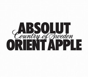 ABSOLUT COUNTRY OF SWEDEN ORIENT APPLE