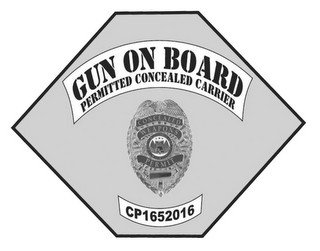 GUN ON BOARD PERMITTED CONCEALED CARRIER CONCEALED WEAPONS PERMIT CP1652016