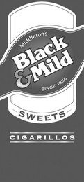 BLACK & MILD SWEETS CIGARILLOS MIDDLETON'S SINCE 1856 recognize phone