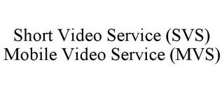SHORT VIDEO SERVICE (SVS) MOBILE VIDEO SERVICE (MVS)