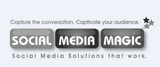 SOCIAL MEDIA MAGIC CAPTURE THE CONVERSATION. CAPTIVATE YOUR AUDIENCE. SOCIAL MEDIA SOLUTIONS THAT WORK.