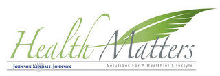 HEALTH MATTERS SOLUTIONS FOR A HEALTHIER LIFESTYLE JOHNSON KENDALL JOHNSON