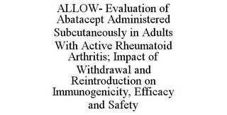 ALLOW- EVALUATION OF ABATACEPT ADMINISTERED SUBCUTANEOUSLY IN ADULTS WITH ACTIVE RHEUMATOID ARTHRITIS; IMPACT OF WITHDRAWAL AND REINTRODUCTION ON IMMUNOGENICITY, EFFICACY AND SAFETY recognize phone