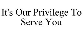 IT'S OUR PRIVILEGE TO SERVE YOU