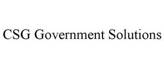 CSG GOVERNMENT SOLUTIONS