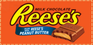 REESE'S MILK CHOCOLATE AND FILLED WITH REESE'S PEANUT BUTTER
