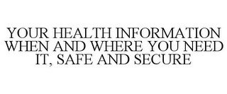 YOUR HEALTH INFORMATION WHEN AND WHERE YOU NEED IT, SAFE AND SECURE