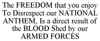 THE FREEDOM THAT YOU ENJOY TO DISRESPECT OUR NATIONAL ANTHEM, IS A DIRECT RESULT OF THE BLOOD SHED BY OUR ARMED FORCES