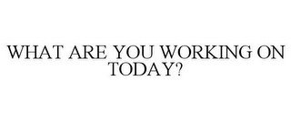WHAT ARE YOU WORKING ON TODAY?