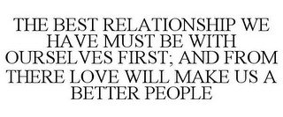 THE BEST RELATIONSHIP WE HAVE MUST BE WITH OURSELVES FIRST; AND FROM THERE LOVE WILL MAKE US A BETTER PEOPLE