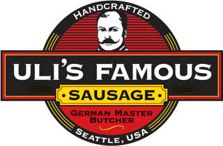 ULI'S FAMOUS · SAUSAGE · GERMAN MASTER BUTCHER HANDCRAFTED SEATTLE, USA recognize phone