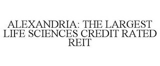 ALEXANDRIA: THE LARGEST LIFE SCIENCES CREDIT RATED REIT