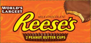 REESE'S 2 PEANUT BUTTER CUPS MILK CHOCOLATE WORLD'S LARGEST recognize phone