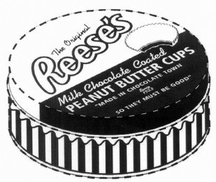 REESE'S THE ORIGINAL MILK CHOCOLATE COATED PEANUT BUTTER CUPS "MADE IN CHOCOLATE TOWN SINCE 1923 SO THEY MUST BE GOOD" recognize phone